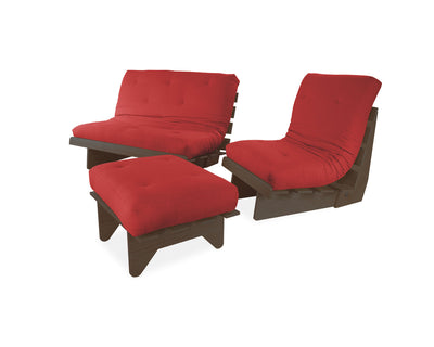 Sala Futón de 3 piezas Napoli Rojo