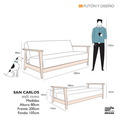 Sofá cama San Carlos gris ceniza