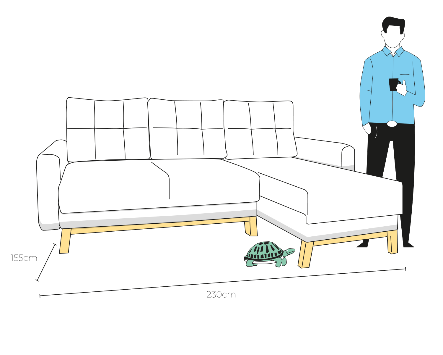 Sala esquinera Carlota derecha Mostaza