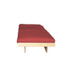 futón rojo cama base de madera