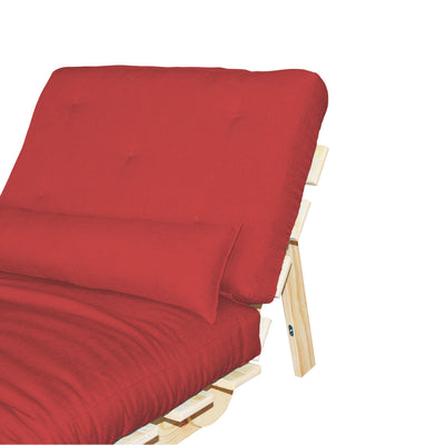 futón Chaise lounge rojo base de madera