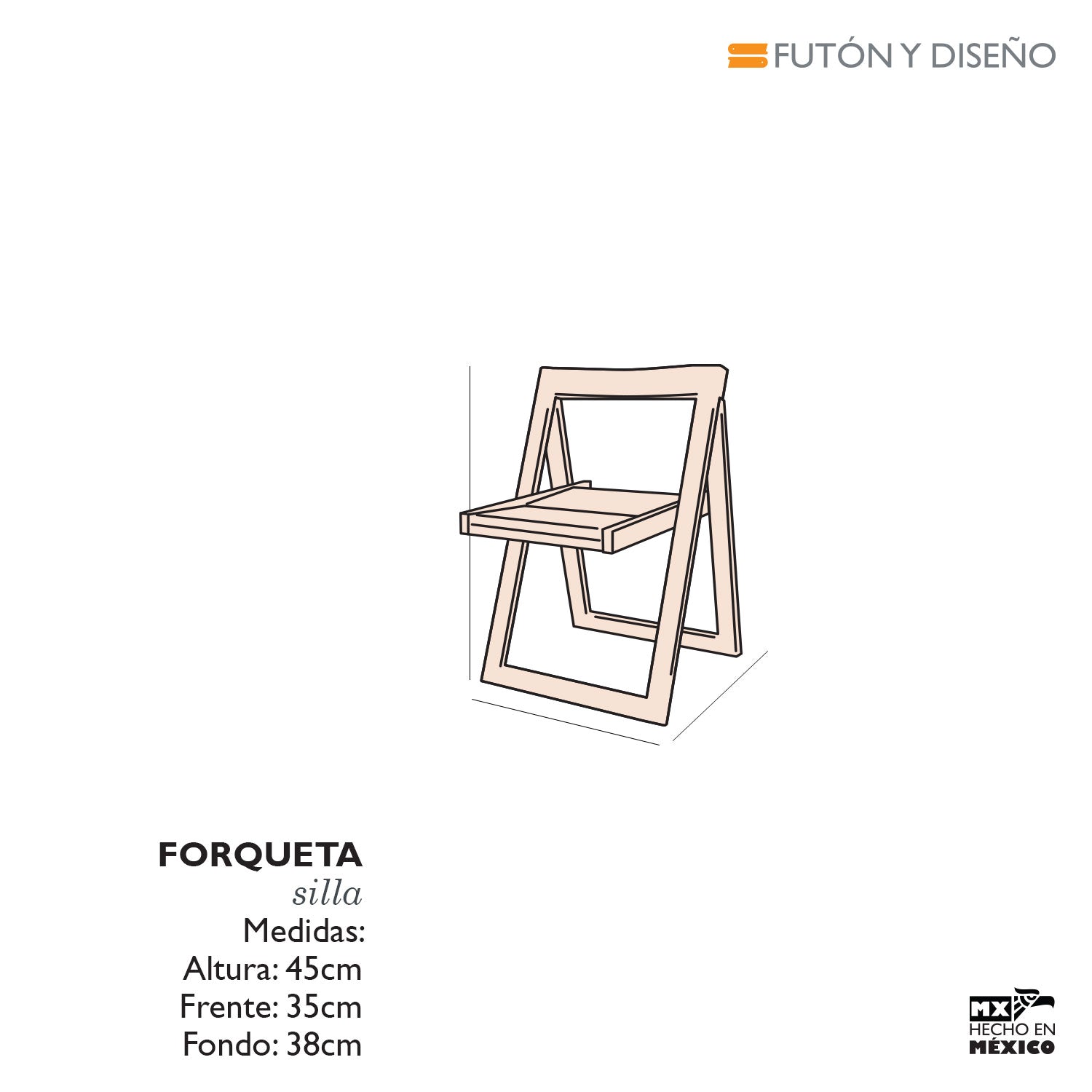 Silla plegable de Madera Forqueta - Futón y Diseño
