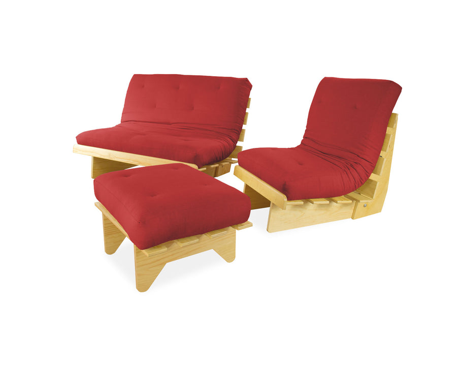 Sala Futón de 3 piezas Napoli Rojo