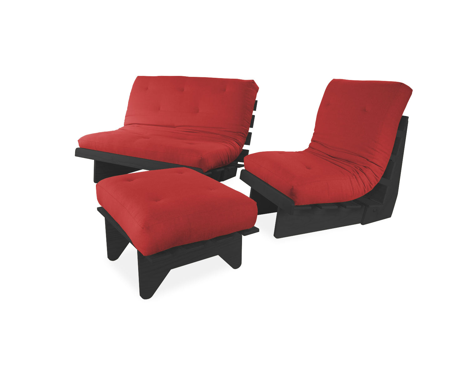 Sala Futón de 3 piezas Napoli Rojo