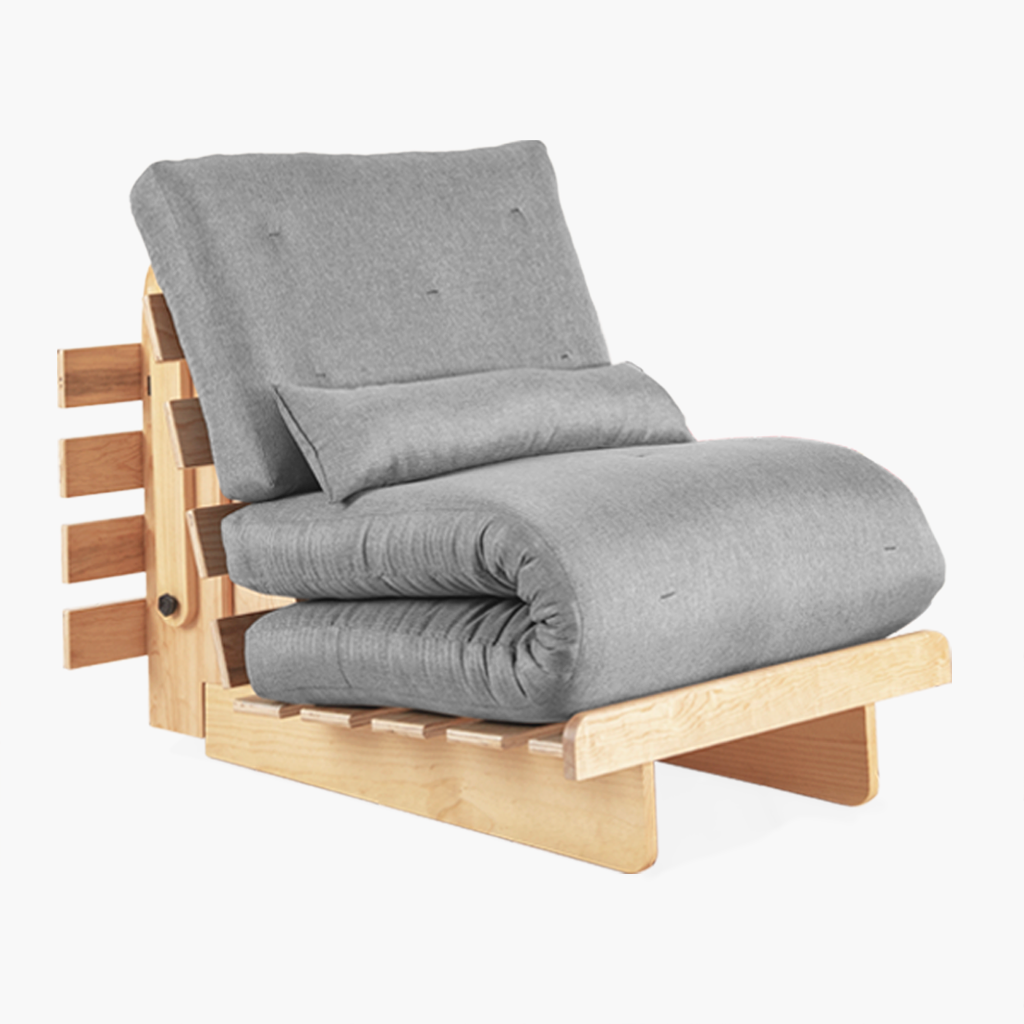 futón individual Bari gris ceniza sillón