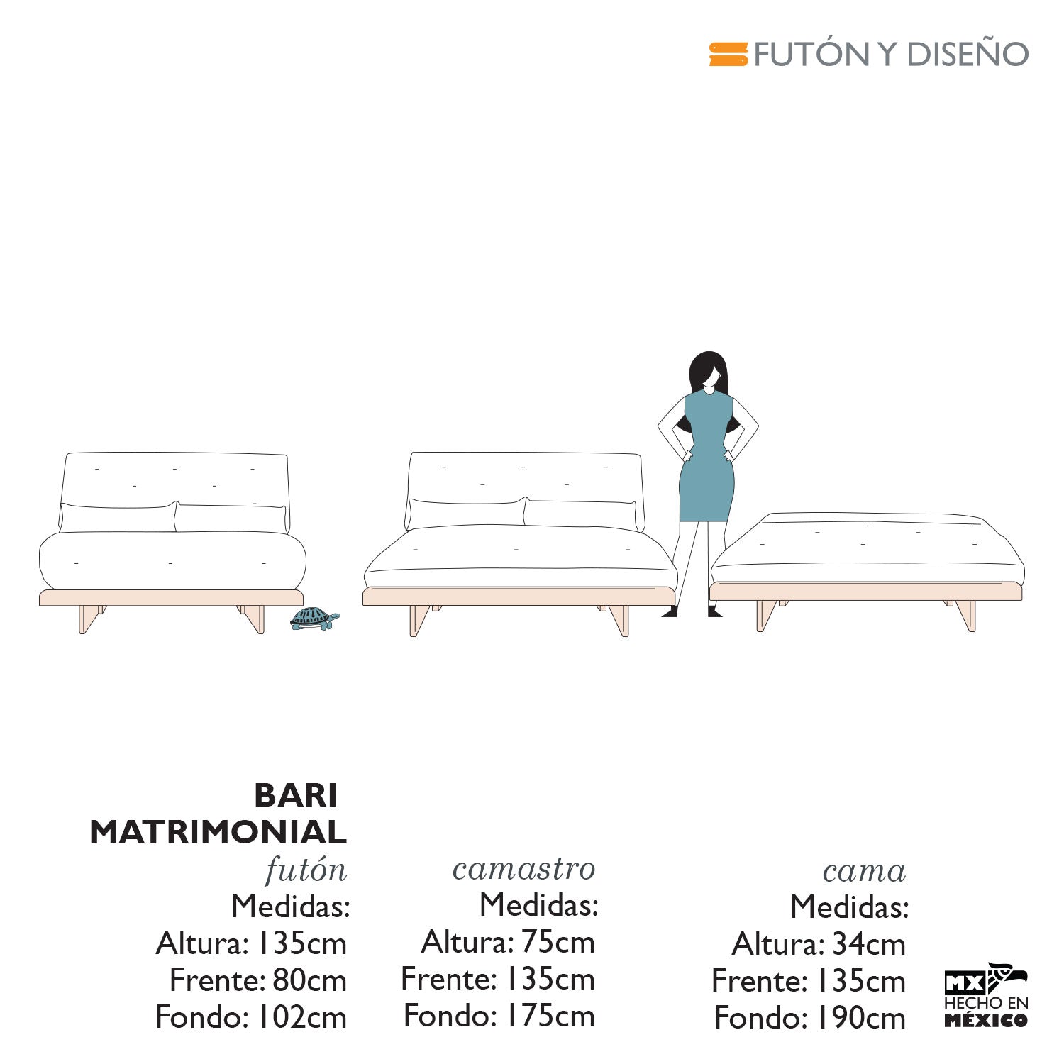 Futón matrimonial Bari Calabaza